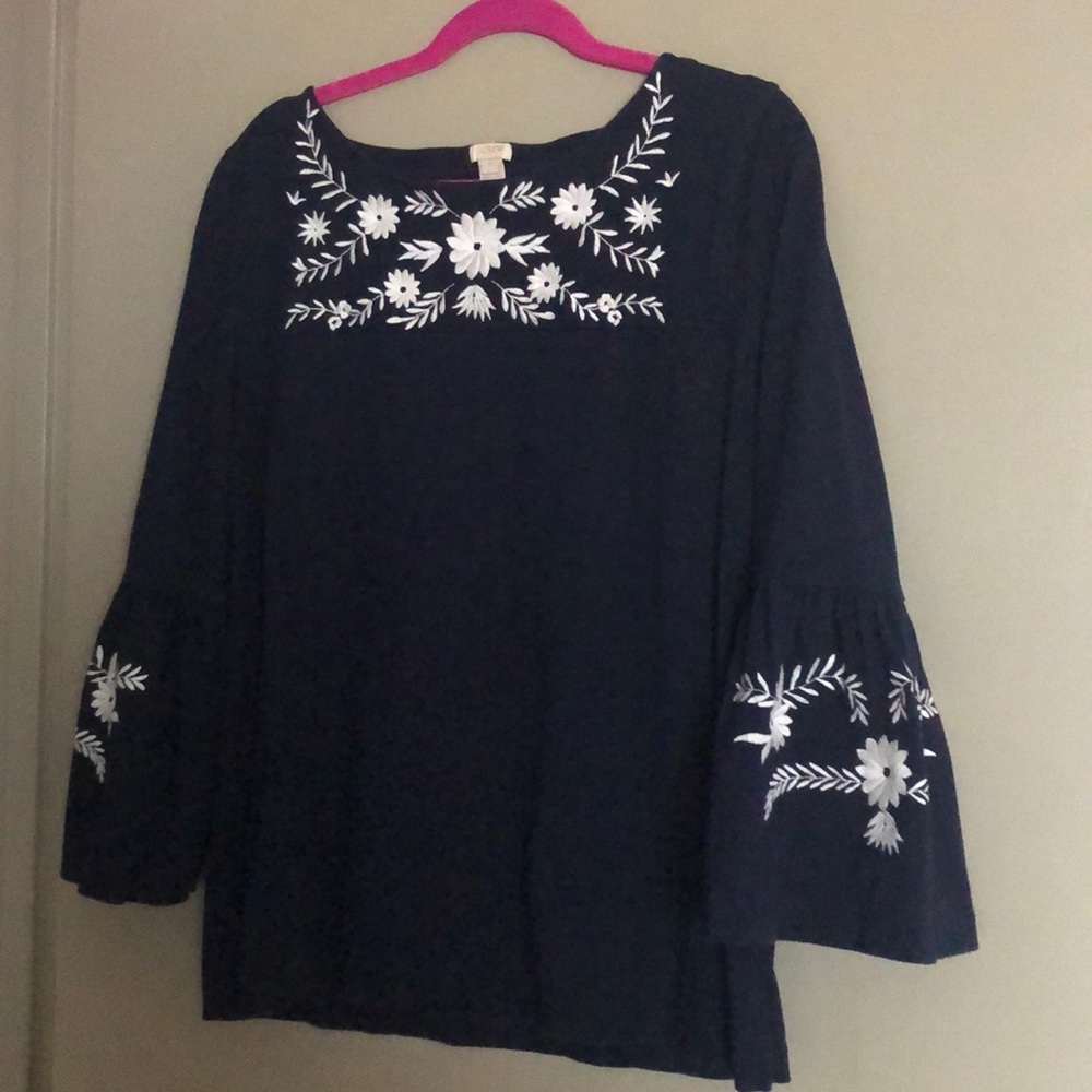 J. Crew embroidered floral top